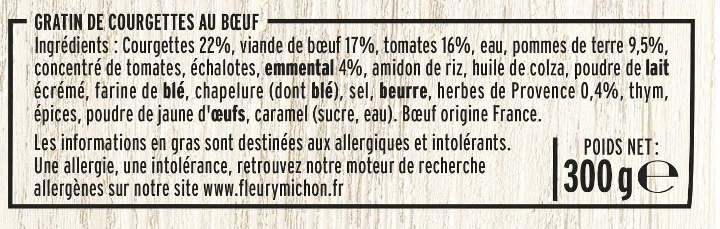 Fleury Michon Gratin de Courgettes au Boeuf & à la tomate packshot