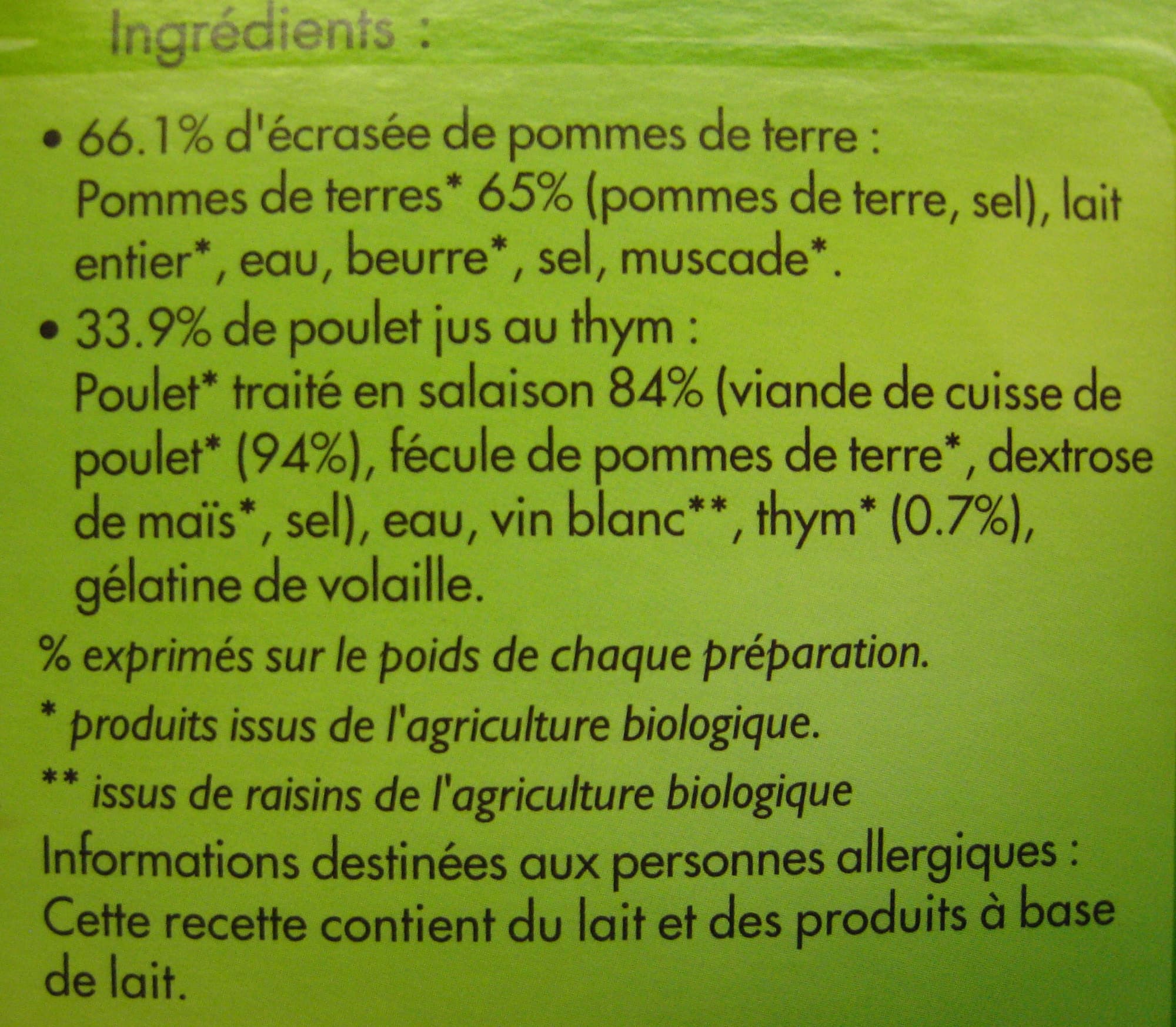 Fleury Michon Poulet rôti jus au thym écrasée de pommes de terre Bio packshot