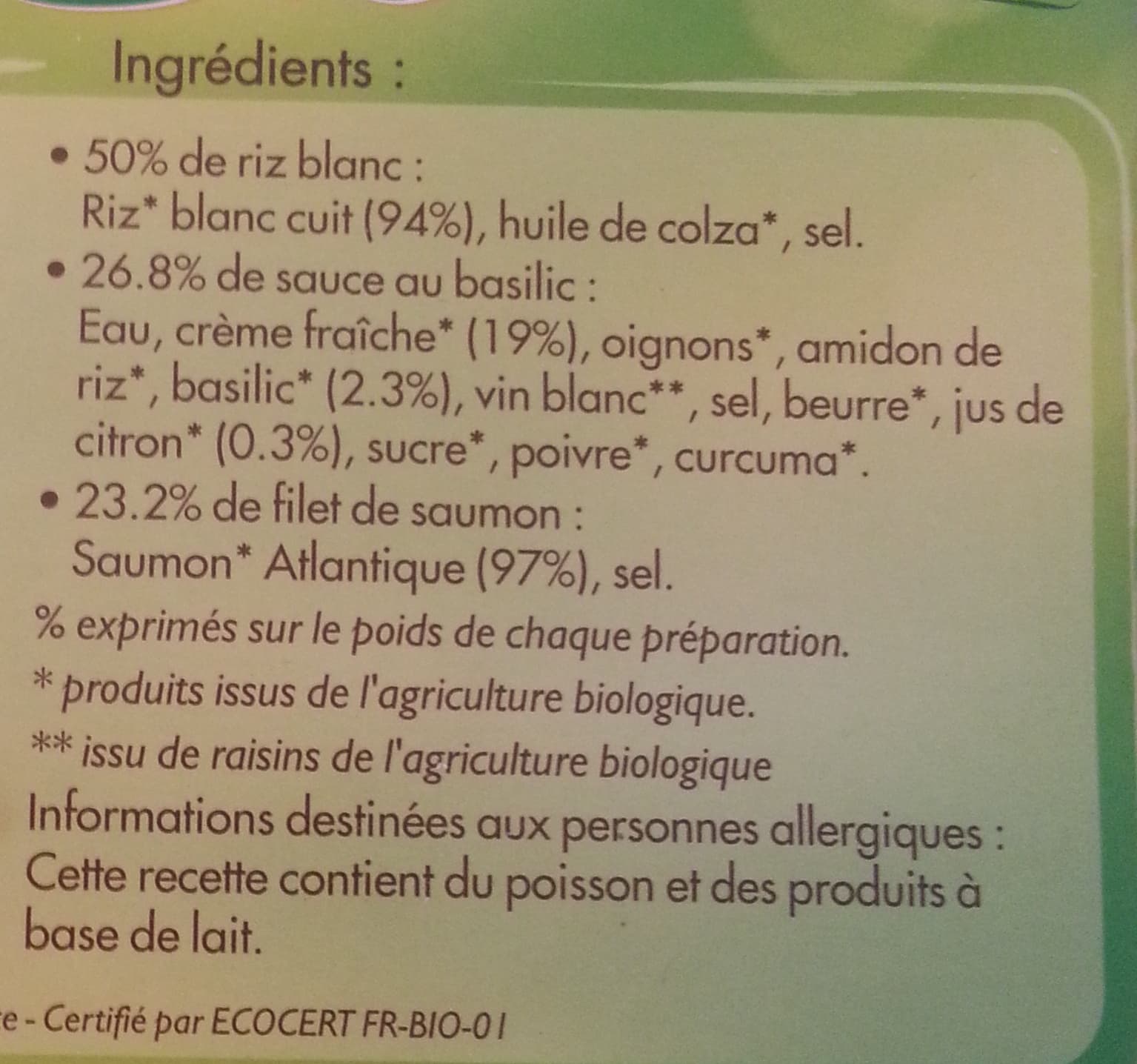 Fleury Michon saumon sauce au basilic et riz blanc packshot