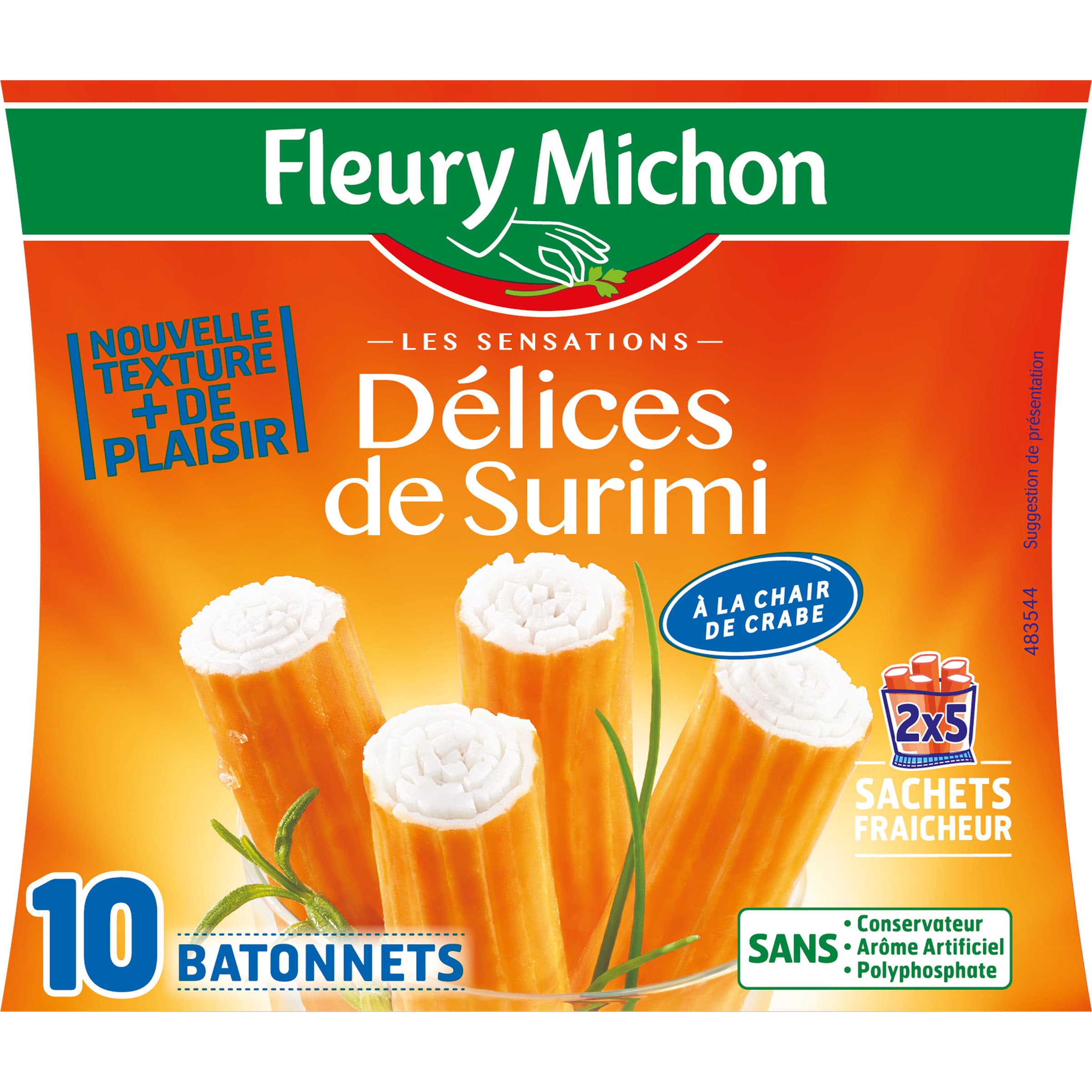 Fleury Michon Délices de surimi à la chair de crabe - 10 bâtonnets packshot