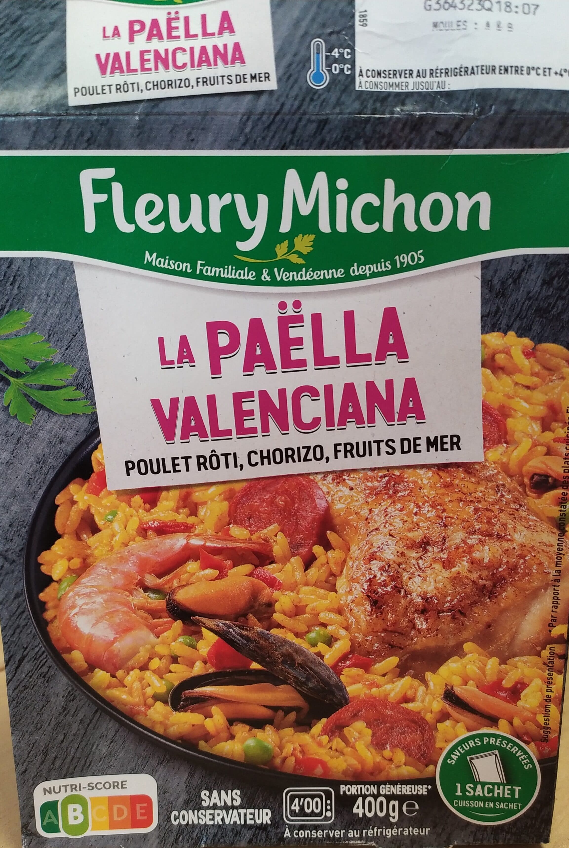 Fleury Michon La Paëlla Valenciana, poulet rôti, chorizo et fruits de mer packshot