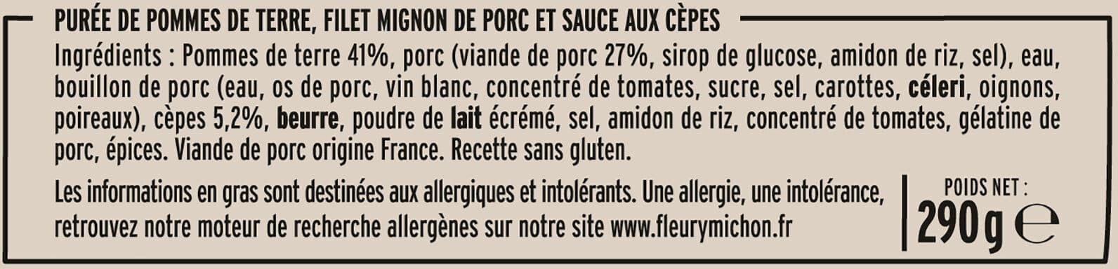 Fleury Michon Le Filet Mignon de Porc et son écrasé de pommes de terre packshot