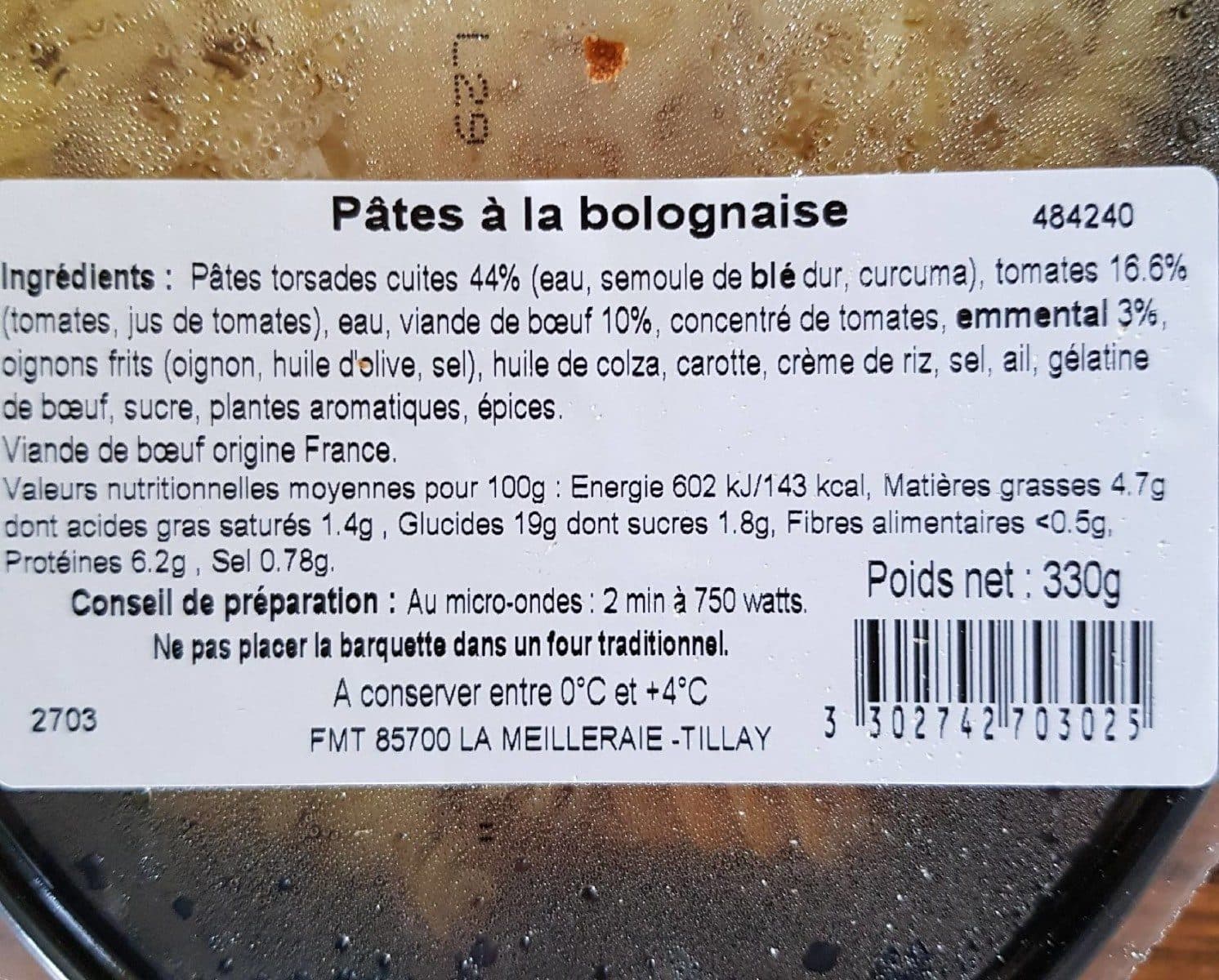 Open Food Facts Pâte bolognaise packshot