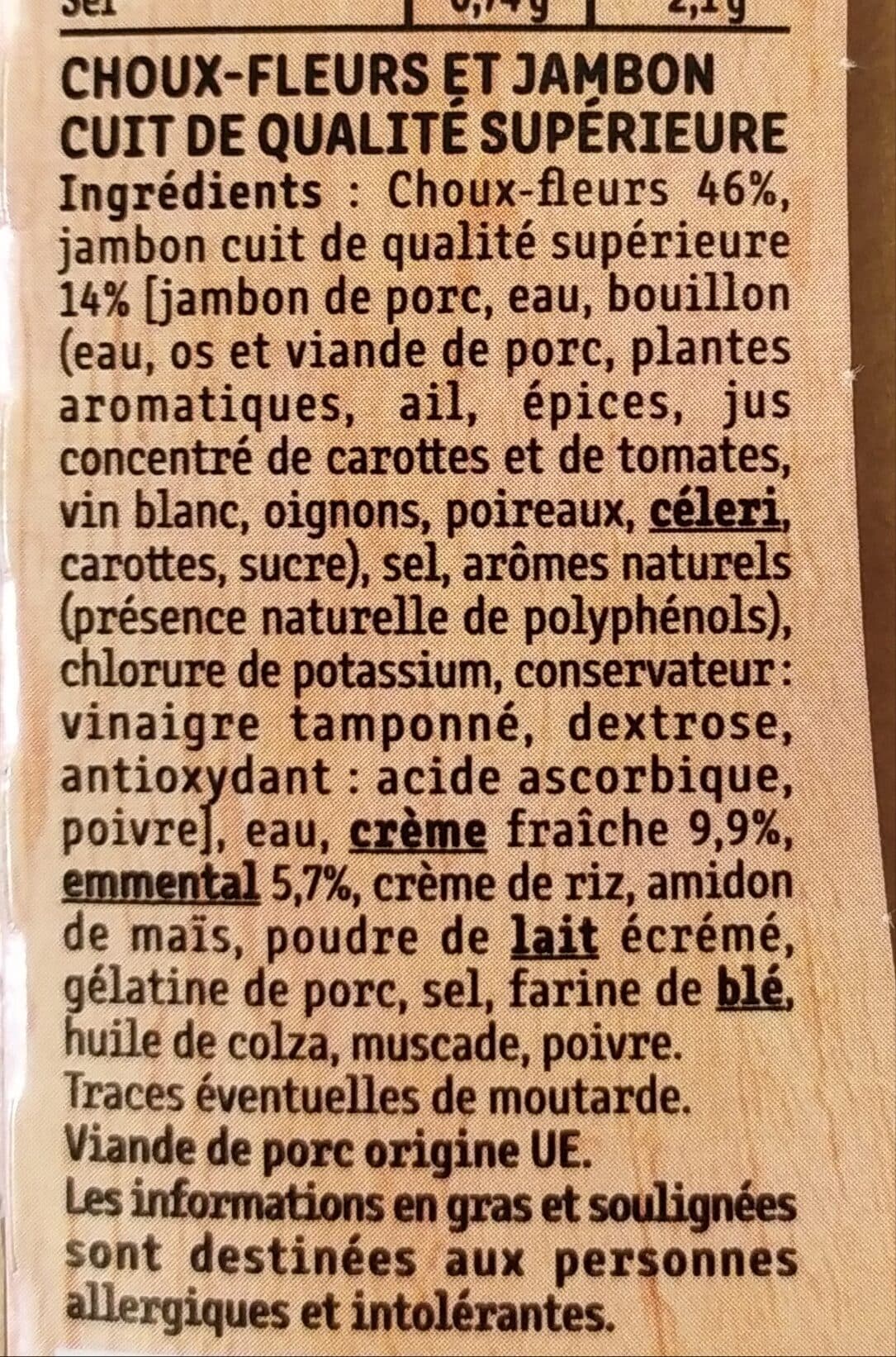 Fleury Michon Gratin de Choux-Fleurs au Jambon & à l'emmental packshot
