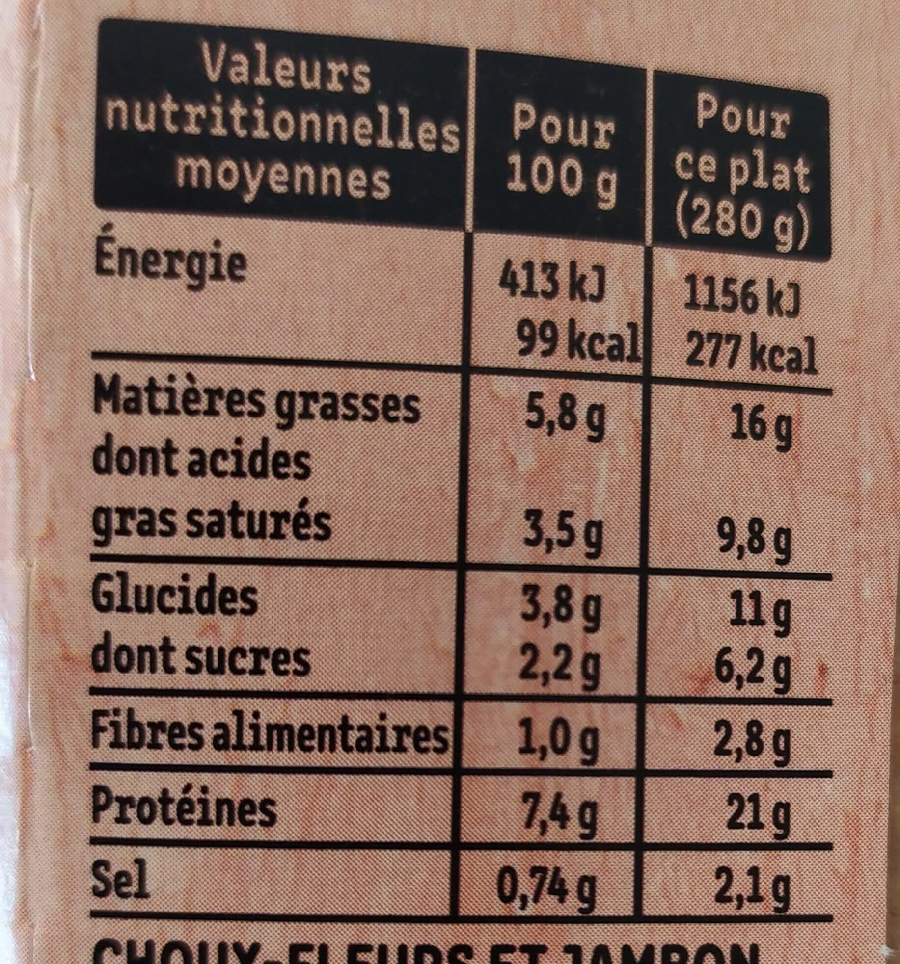 Fleury Michon Gratin de Choux-Fleurs au Jambon & à l'emmental packshot