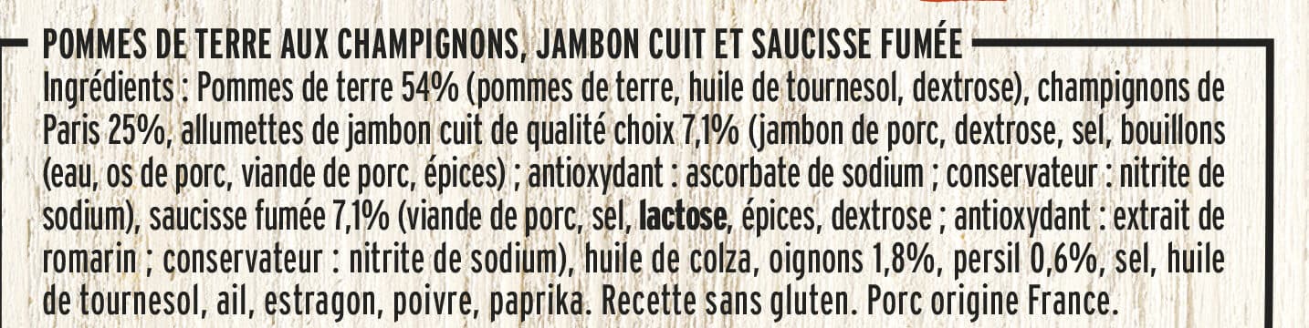 Fleury Michon Poêlée Campagnarde - Saucisse fumée, Jambon, Champignons packshot