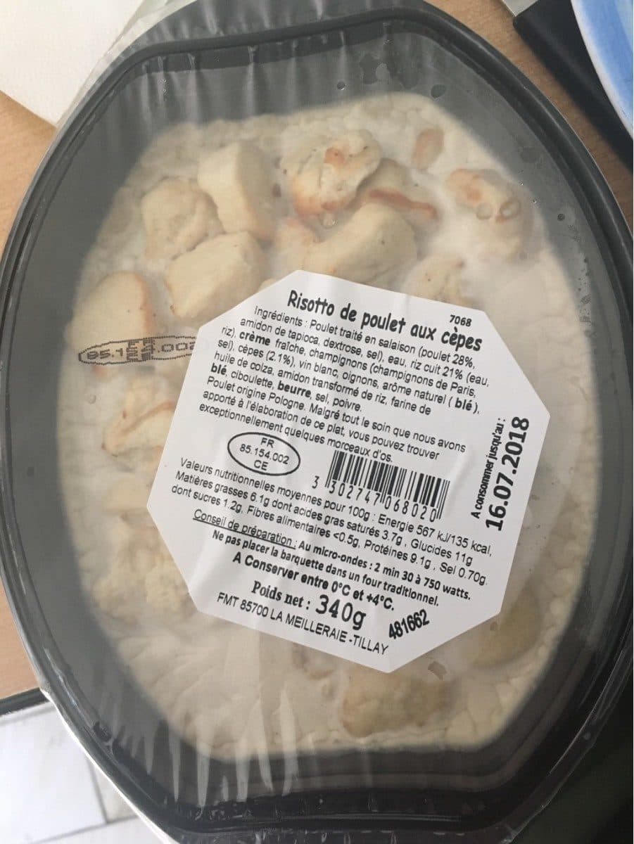 Open Food Facts Risotto de poulet aux cèpes packshot