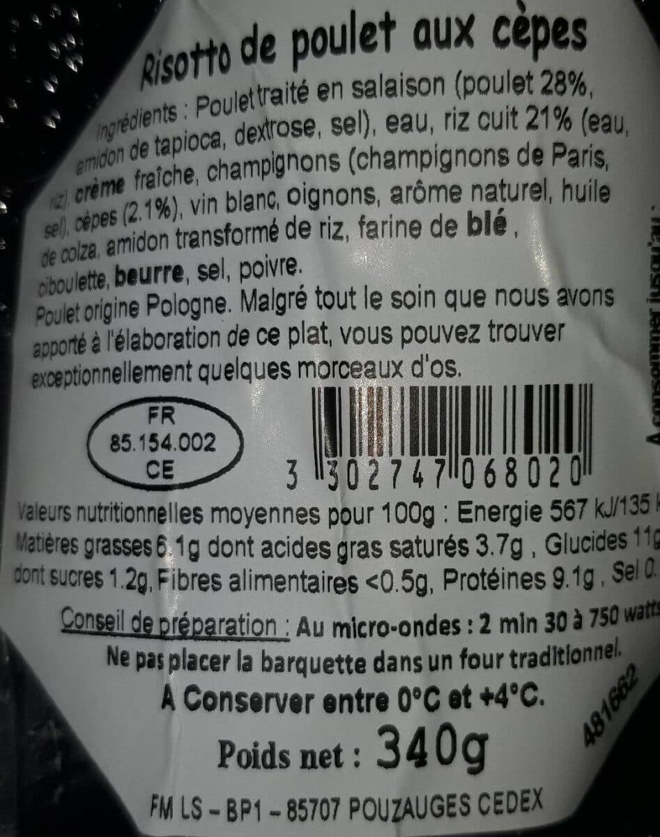 Open Food Facts Risotto de poulet aux cèpes packshot