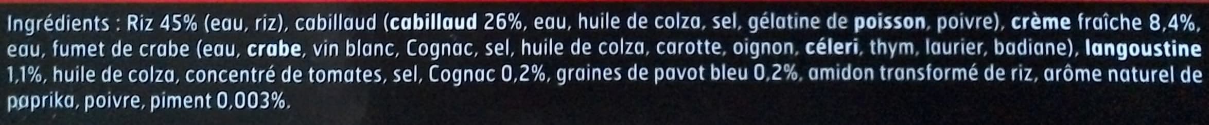 Fleury Michon Cabillaud crème de langoustines et ses rouleaux de riz au pavot packshot