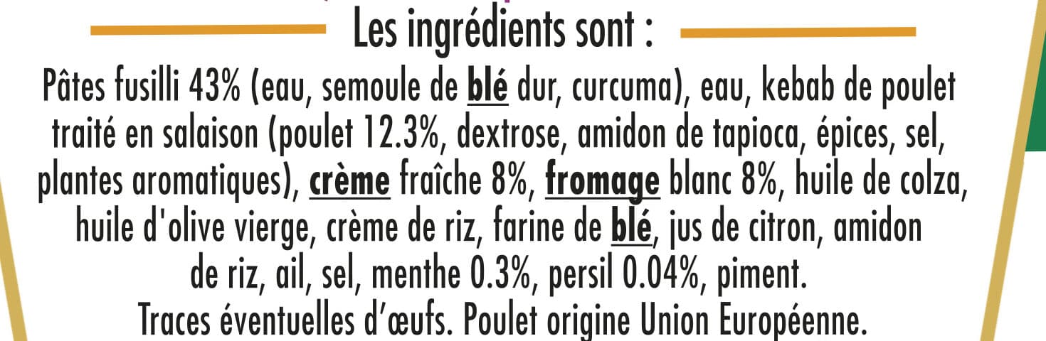 Fleury michon BOX KEBAB de POULET (fusilli kebab de poulet & sauce blanche) packshot