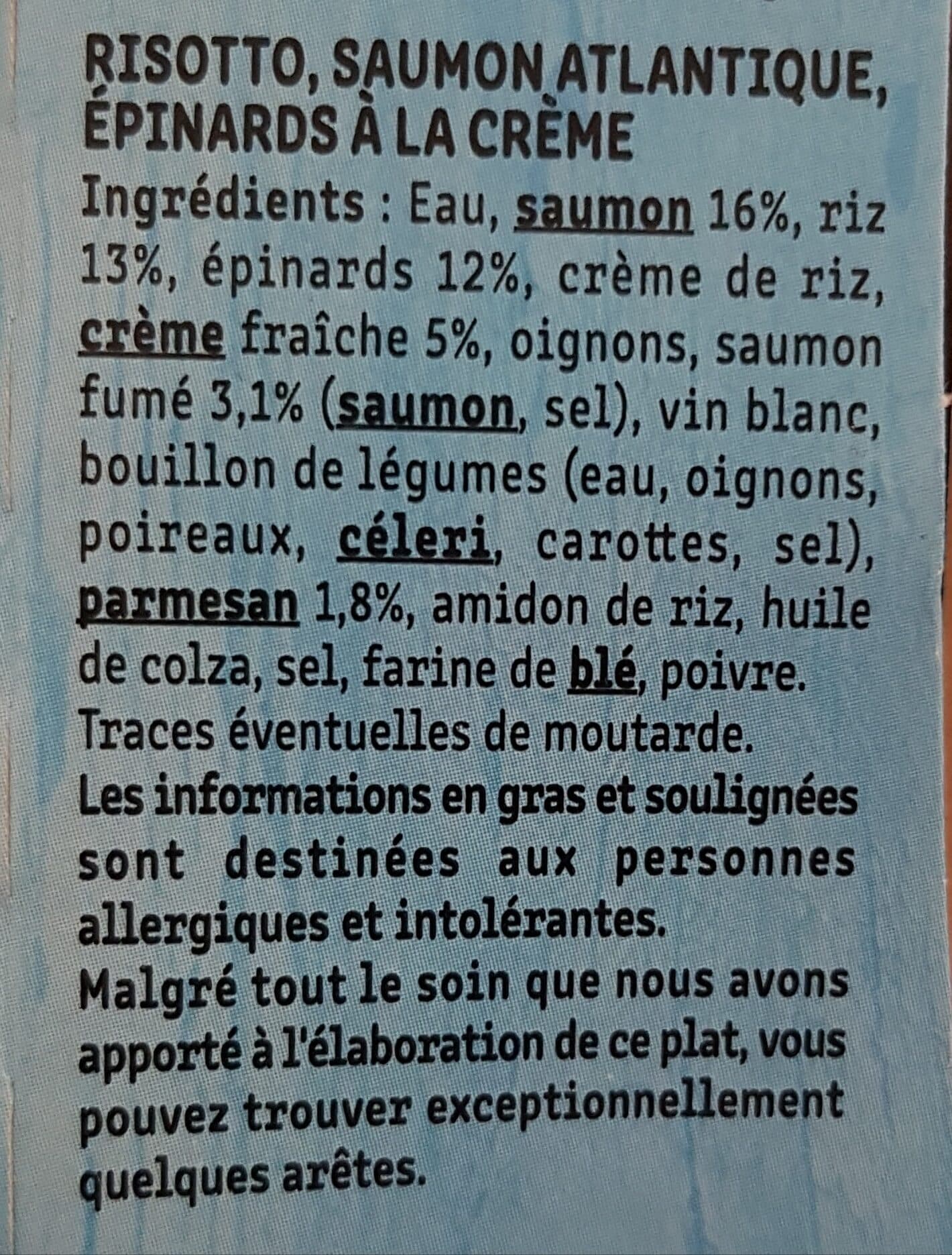 Fleury Michon Risotto au saumon & épinards à la crème packshot