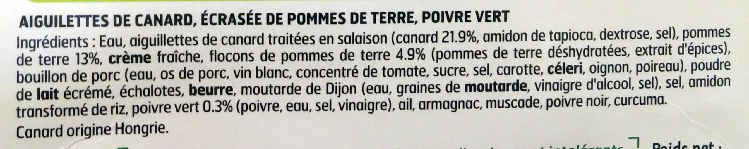 Fleury Michon Aiguillettes de canard au poivre vert écrasée de pommes de terre packshot