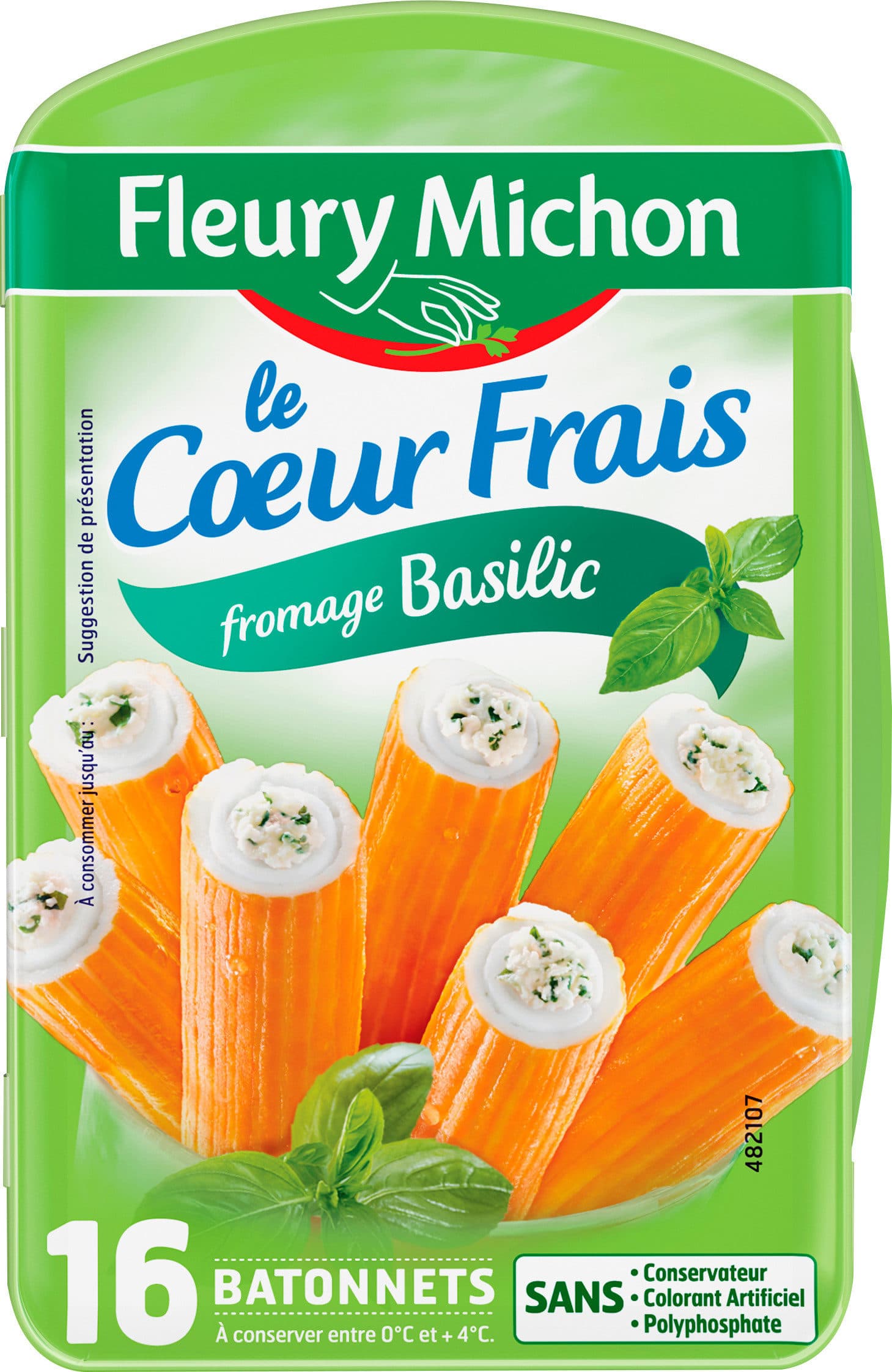 Fleury Michon Le Coeur Frais fromage basilic - 16 bâtonnets packshot