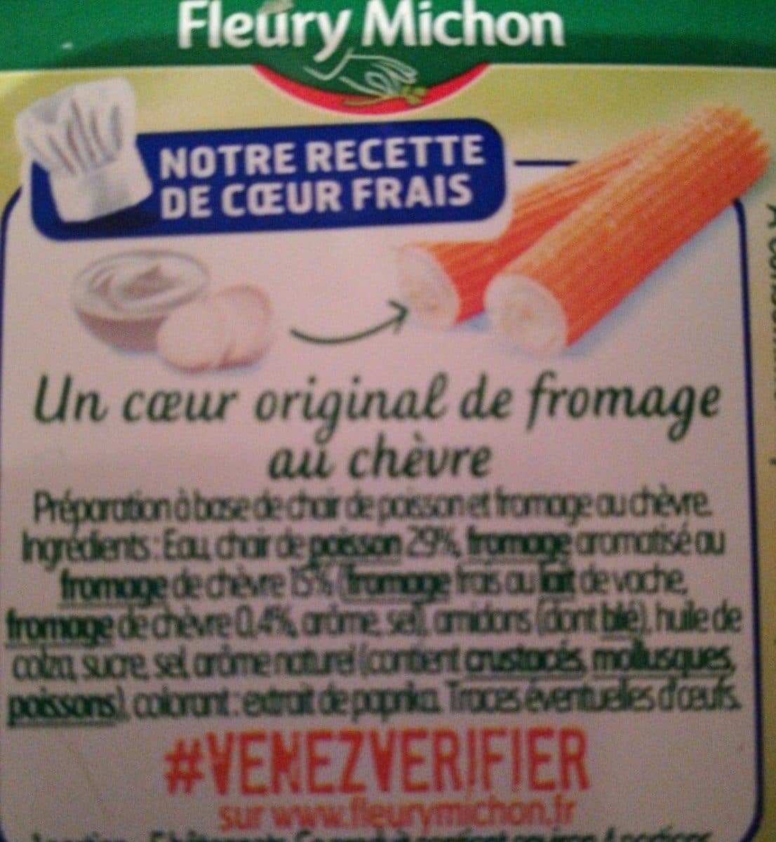 Fleury Michon Le Cœur Frais Surimi chèvre la barquette de 16 bâtonnets 336 g packshot