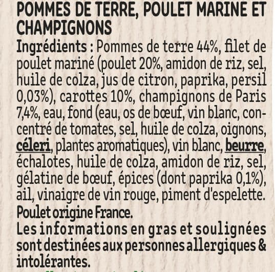 Fleury Michon Filet de poulet & pommes de terre, champignons, carottes packshot