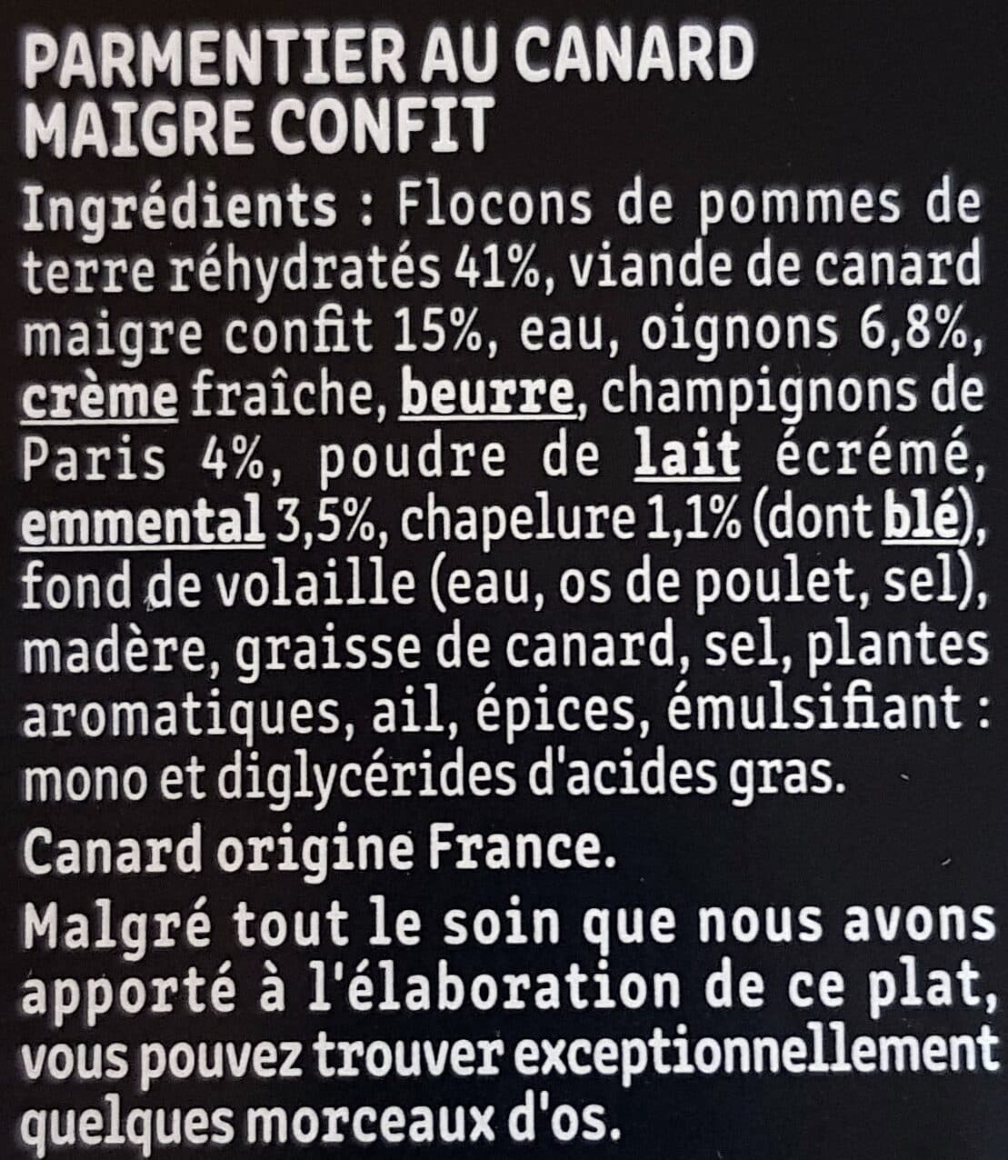 Fleury Michon Le Parmentier de Canard lentement confit packshot