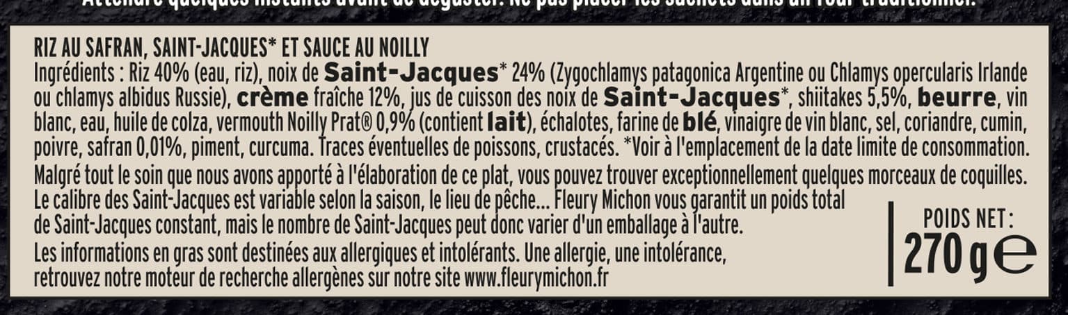 Fleury Michon Les Saint-Jacques au Noilly et riz safrané packshot