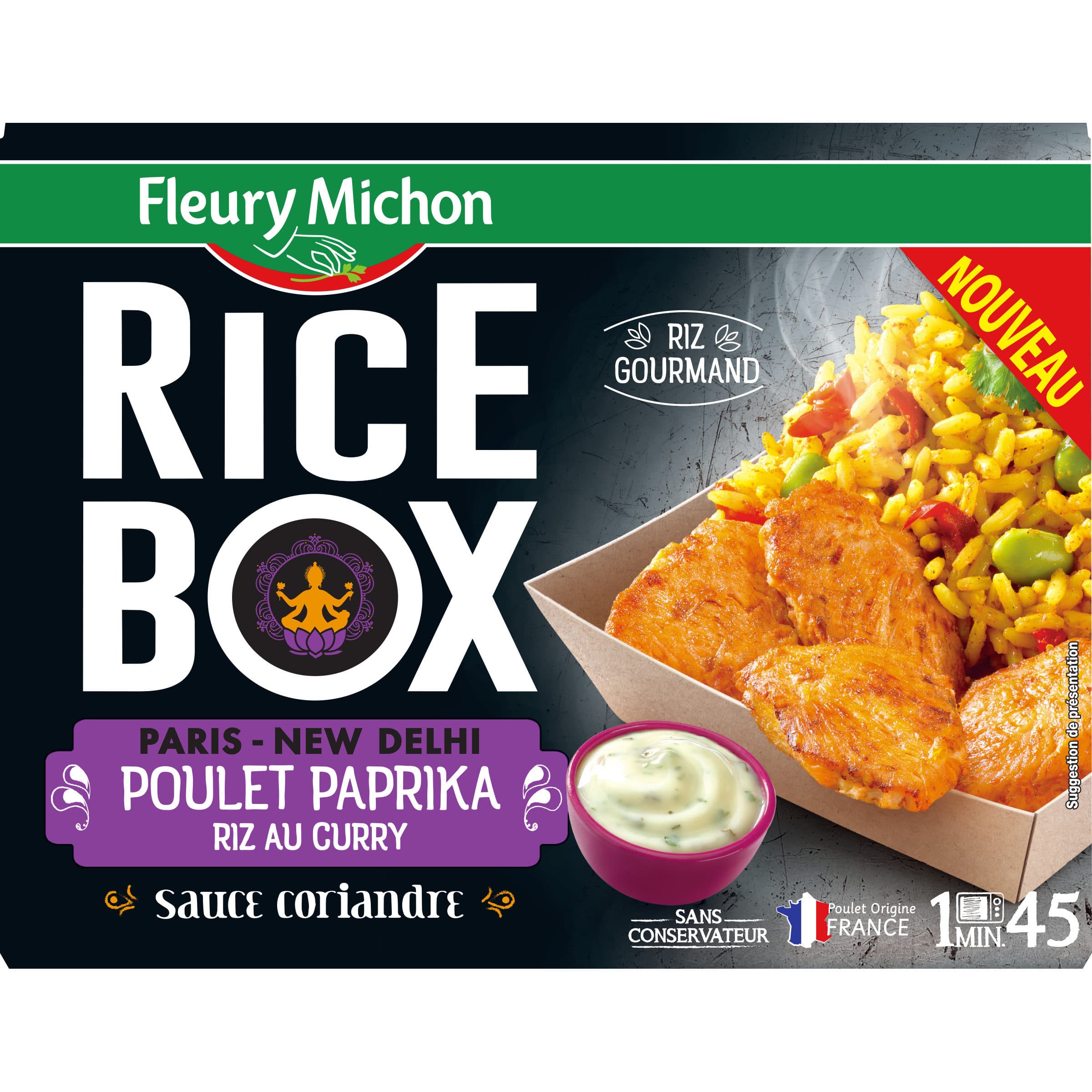 Fleury Michon RICE BOX PARIS NEW DELHI Poulet paprika riz au curry sauce coriandre packshot