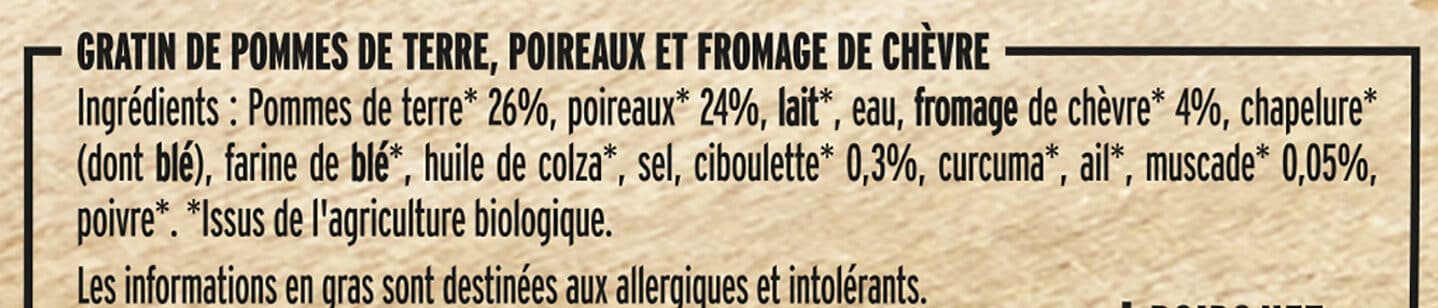 Fleury Michon Gratin de Poireaux Pommes de Terre et Chèvre packshot
