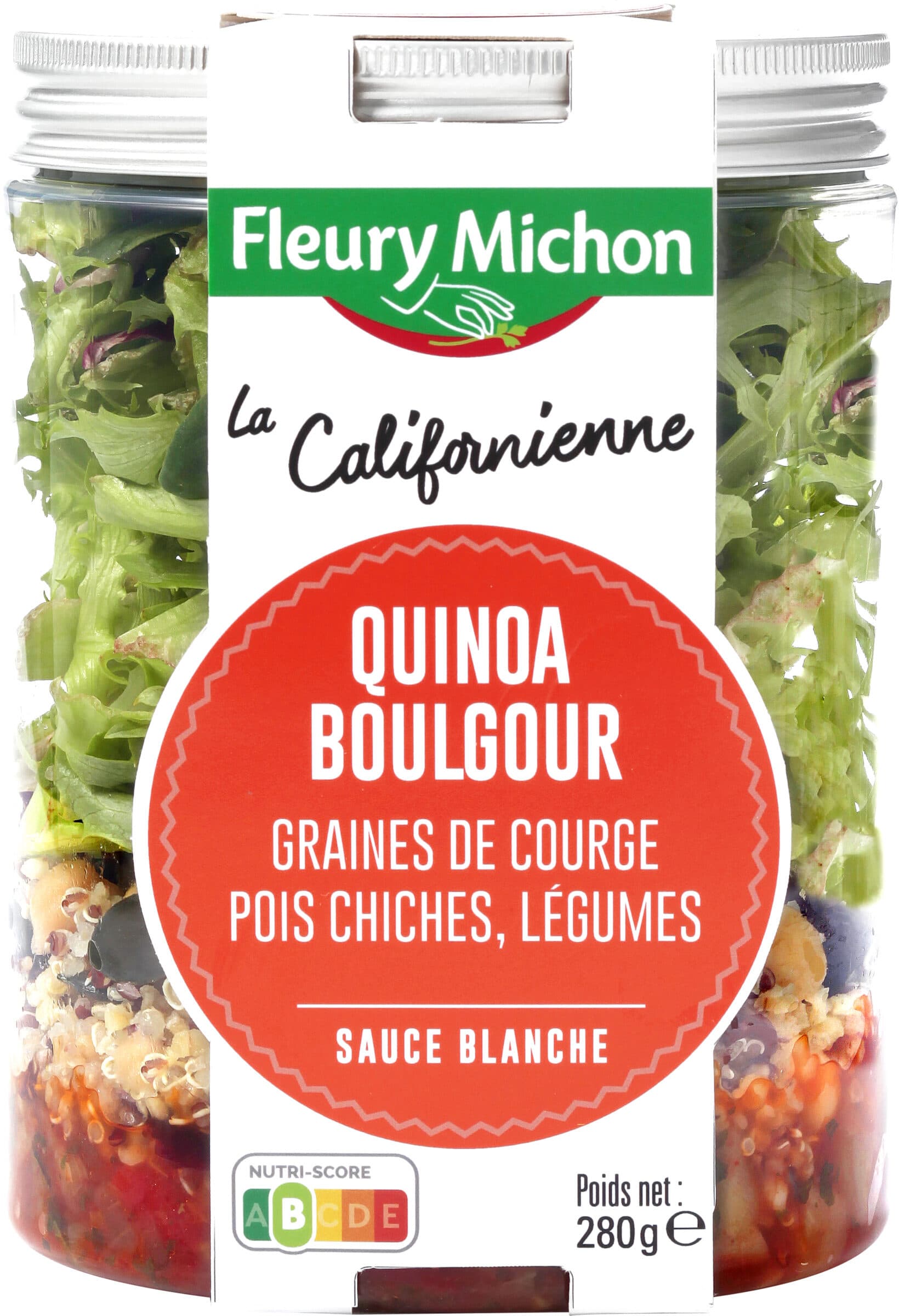 Fleury Michon SALAD JAR - La Californienne - Boulgour quinoa, graines de courge, pois chiches, légumes, sauce blanche packshot
