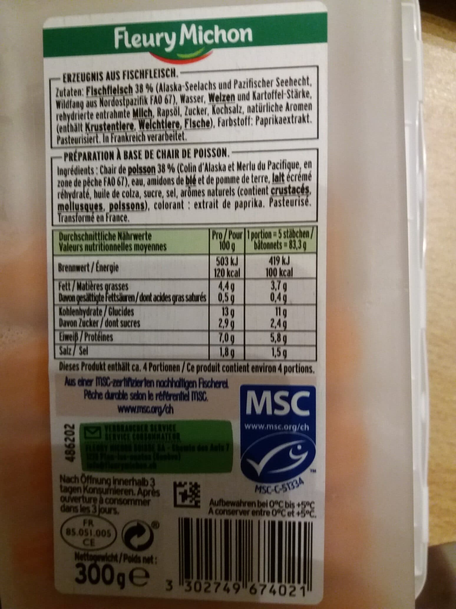 Fleury Michon Surimi pêche durable packshot