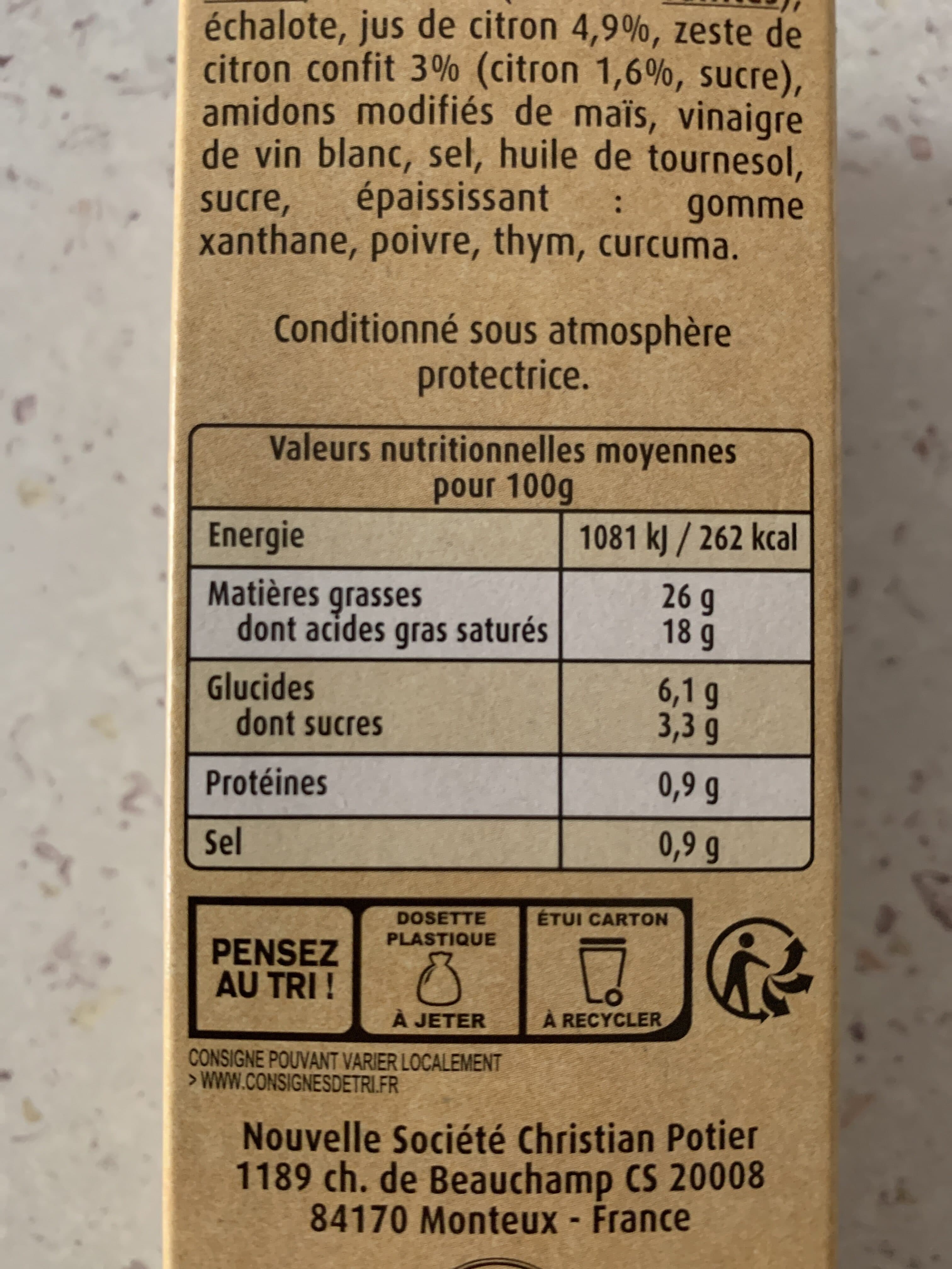 Christian Potier Sauce Beure Blanc & Citron packshot