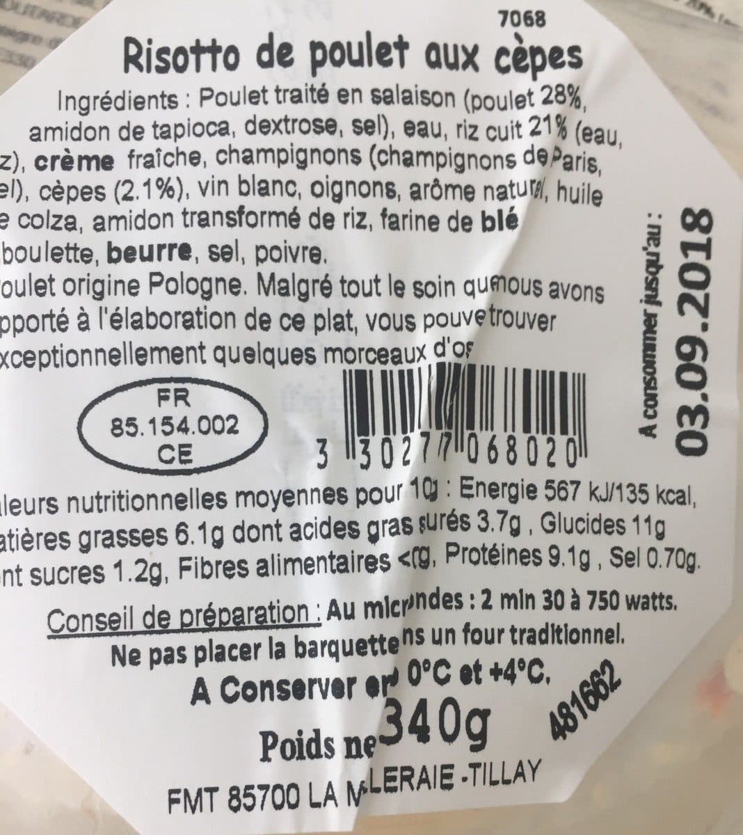 Sans marque Risotto de poulet aux cepes packshot