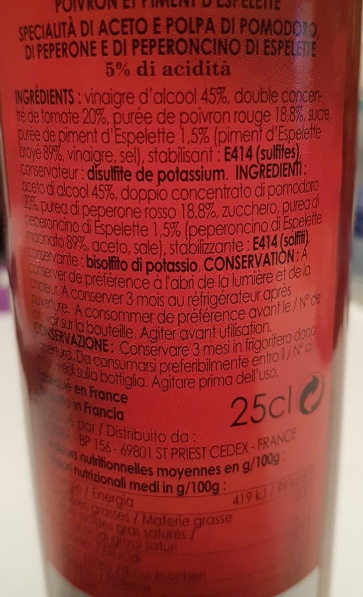 Open Food Facts Vinaigre poulpe tomate poivron et piment espelette packshot