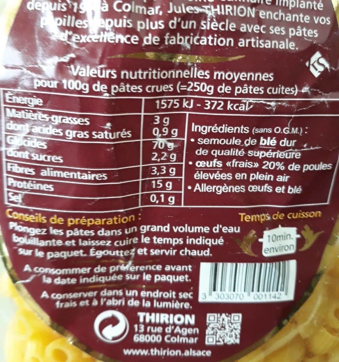 Open Food Facts Pâtes alimentaires aux oeufs packshot