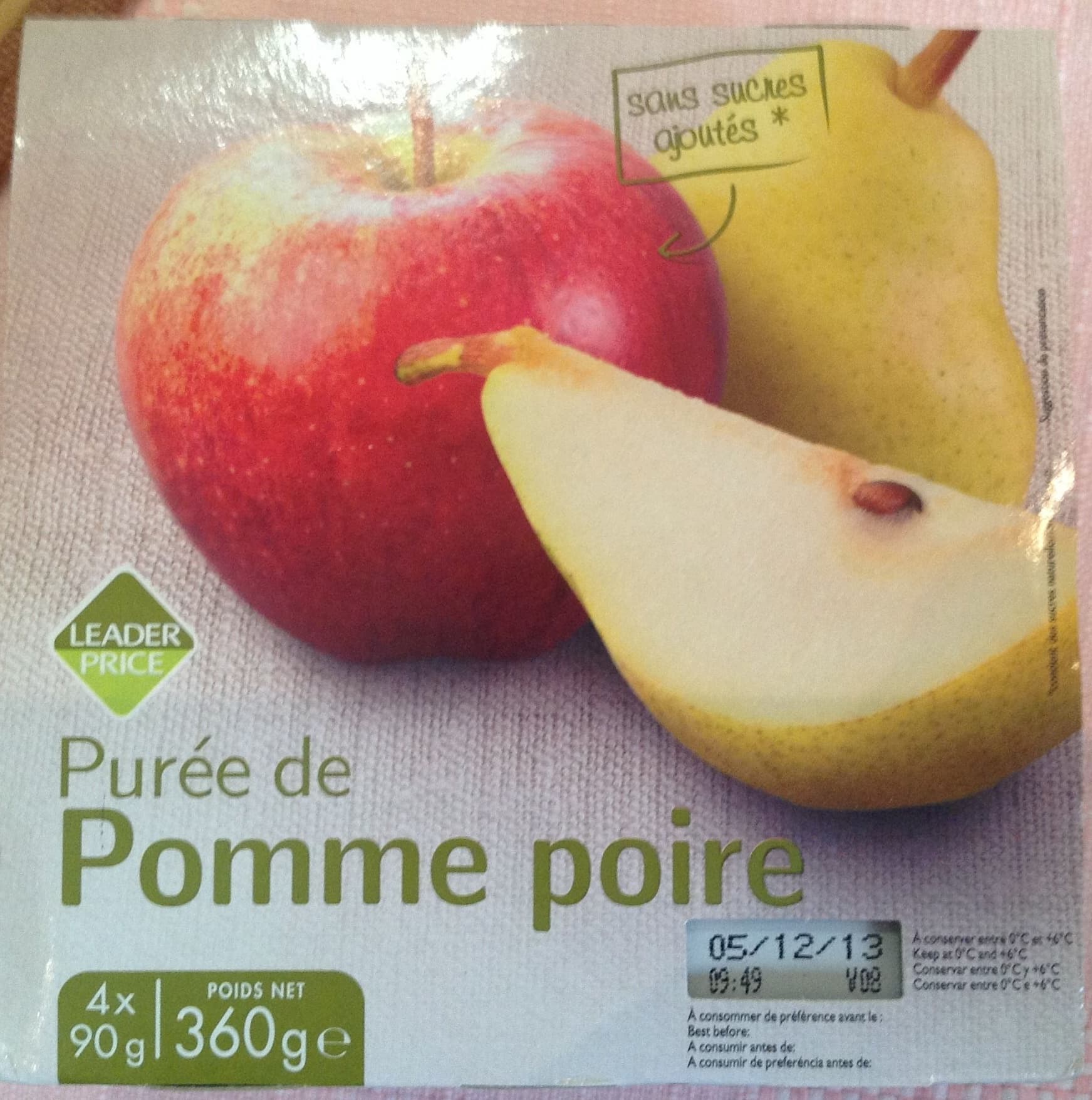 Leader Price Purée de pomme poire packshot