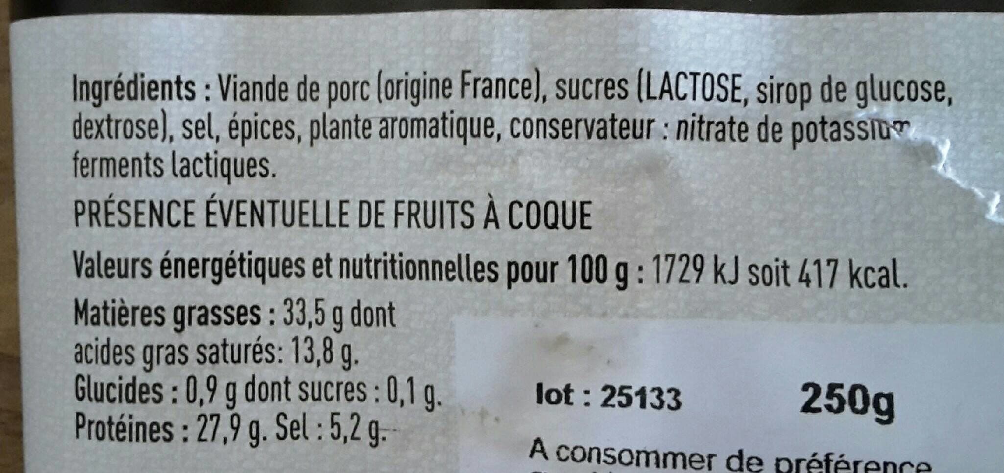 Le Sechoir Des Alpes Saucisse sèche Pur Porc packshot
