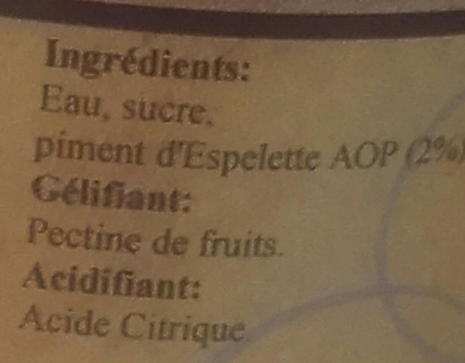 Open Food Facts Gelée de piments d'Espelette packshot