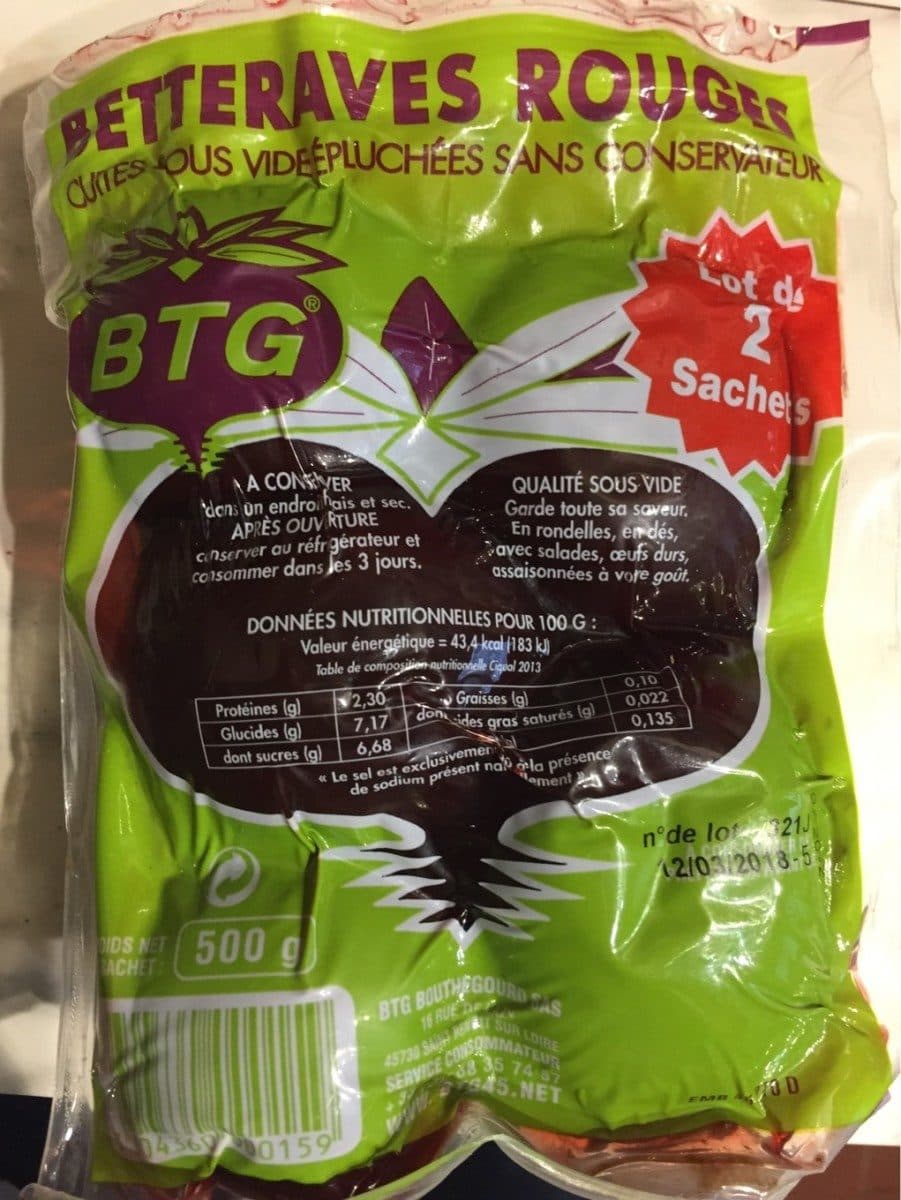 betterave Betteraves Rouges Cuites et Épluchées packshot