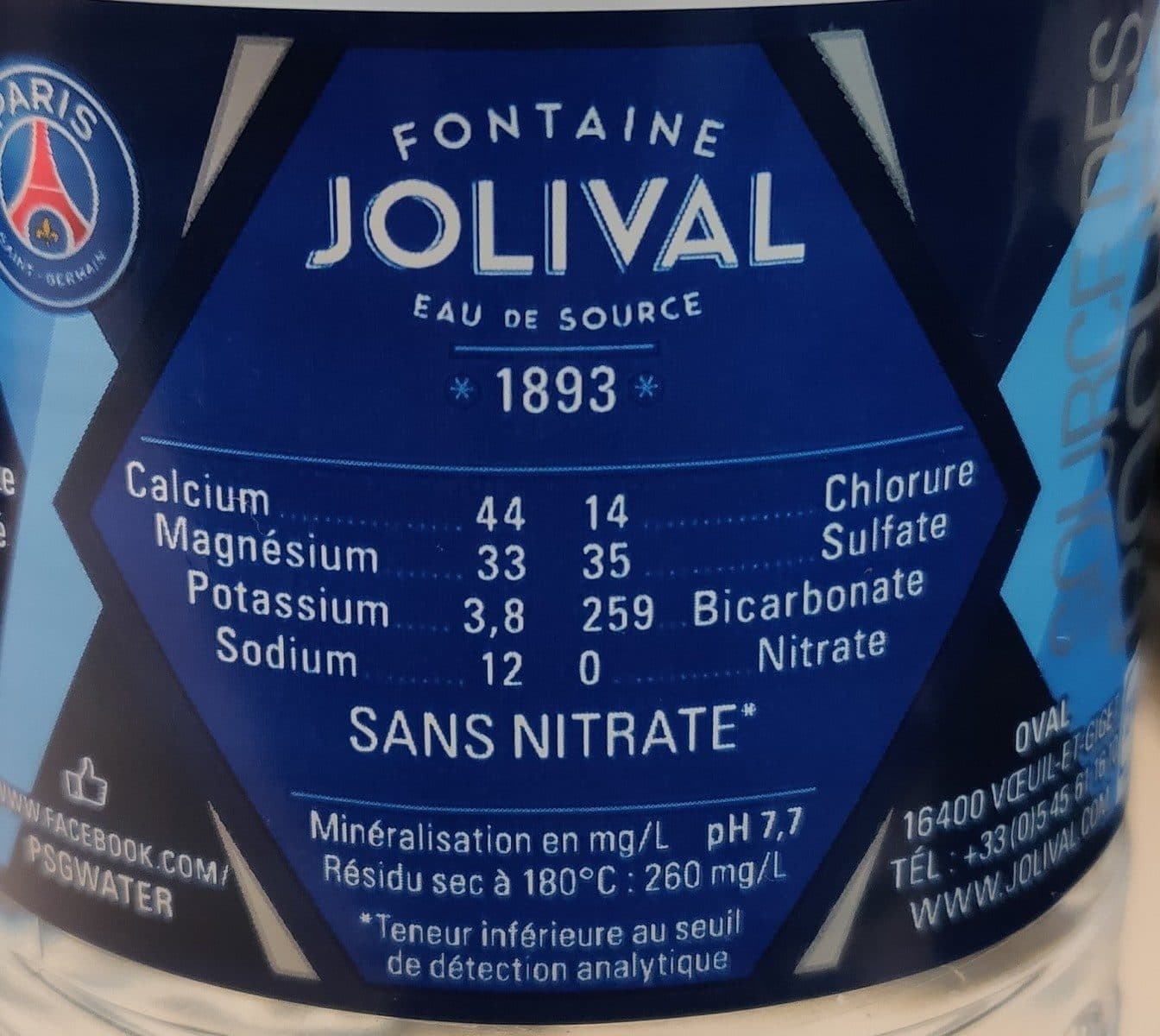Open Food Facts Eau Fontaine Jolival Paris St Germain packshot