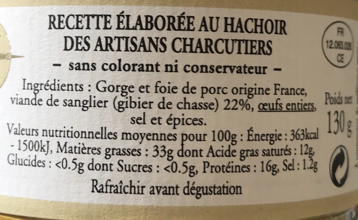 Open Food Facts Terrine de sanglier packshot