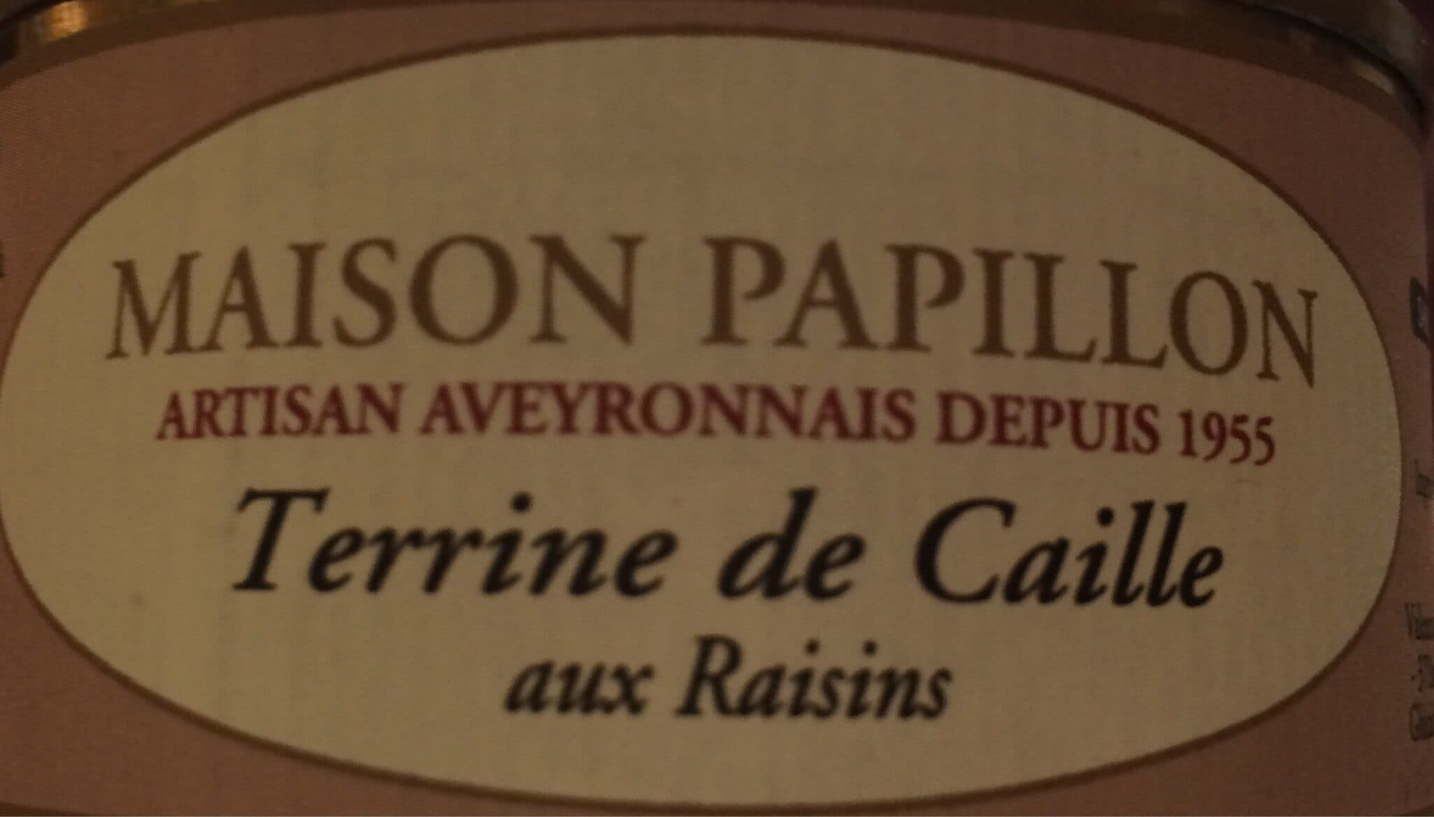 Maison Papillon Terrine de Caille aux raisins packshot