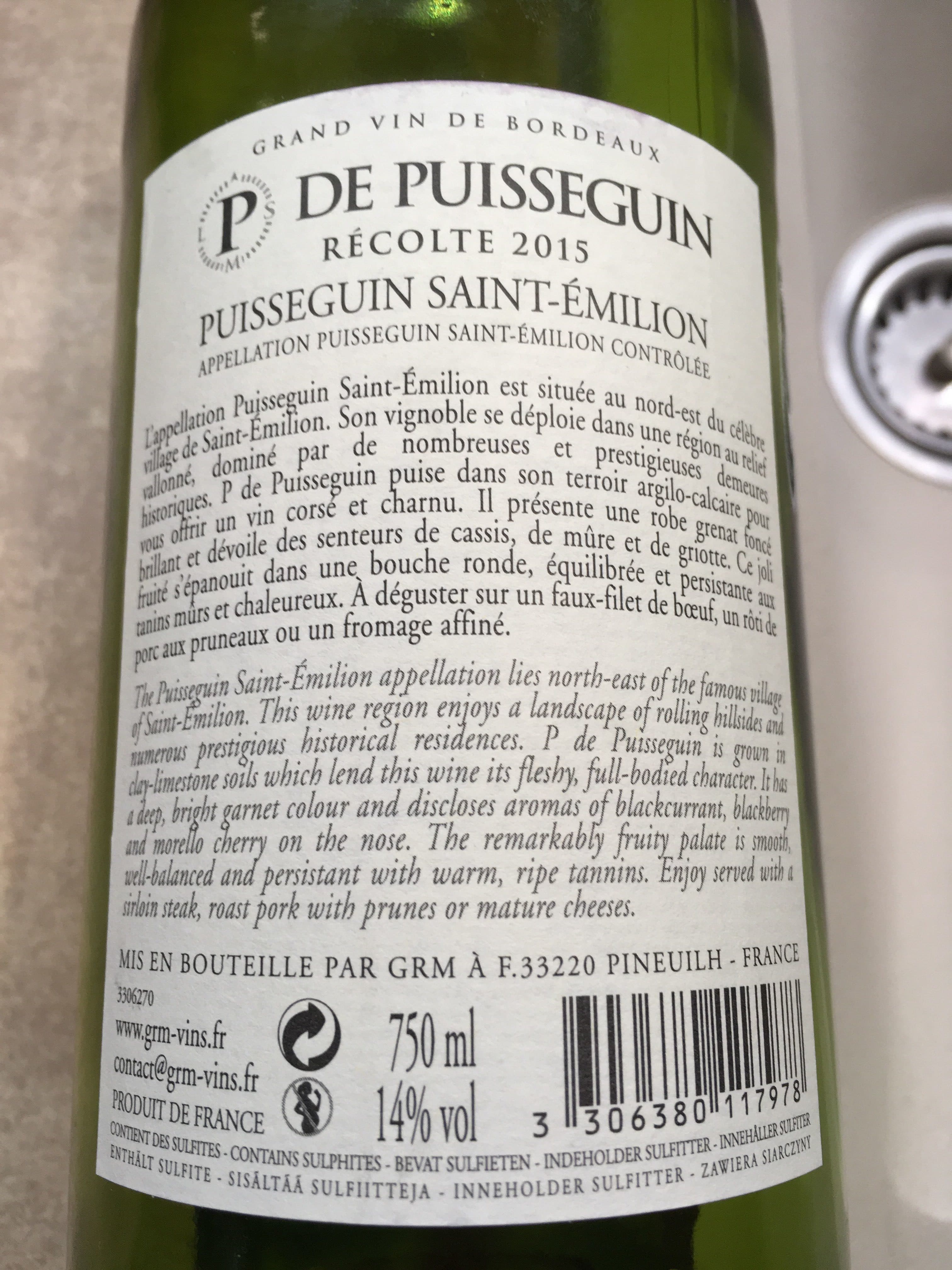 Open Food Facts De Puisseguin - Saint Emilion packshot