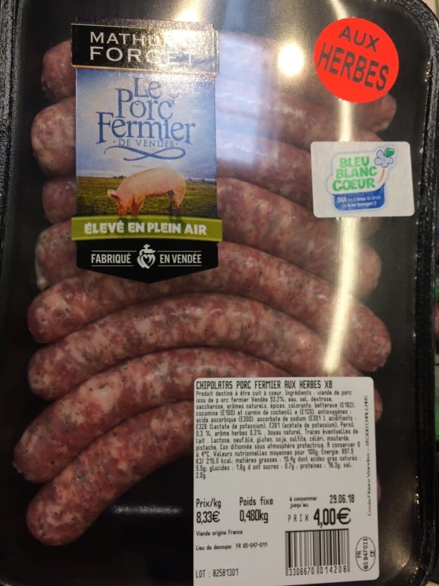 Open Food Facts Chipolatas porc fermier aux herbes packshot