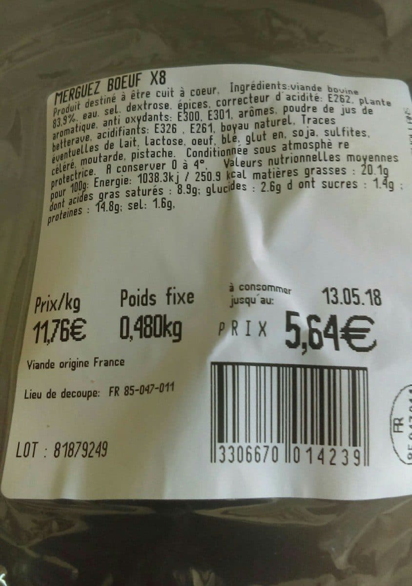 Open Food Facts Merguez de boeuf packshot