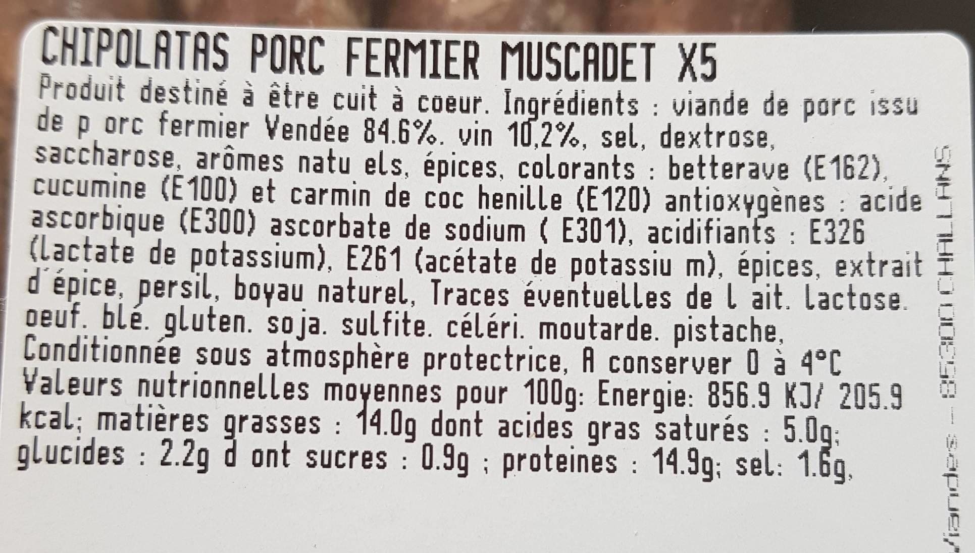 Open Food Facts Chipolatas Porc Fermier au Muscadet packshot