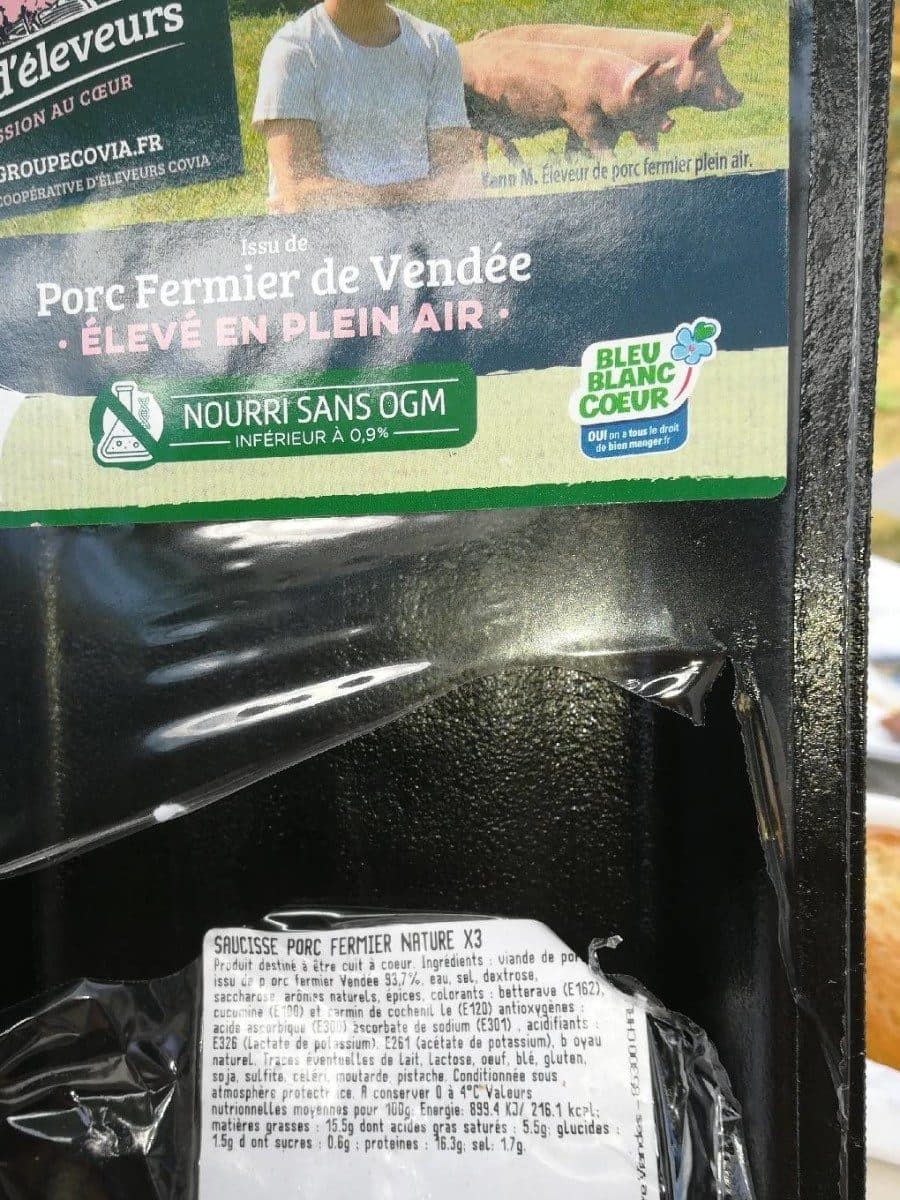 Open Food Facts Saucisse porc fermier packshot