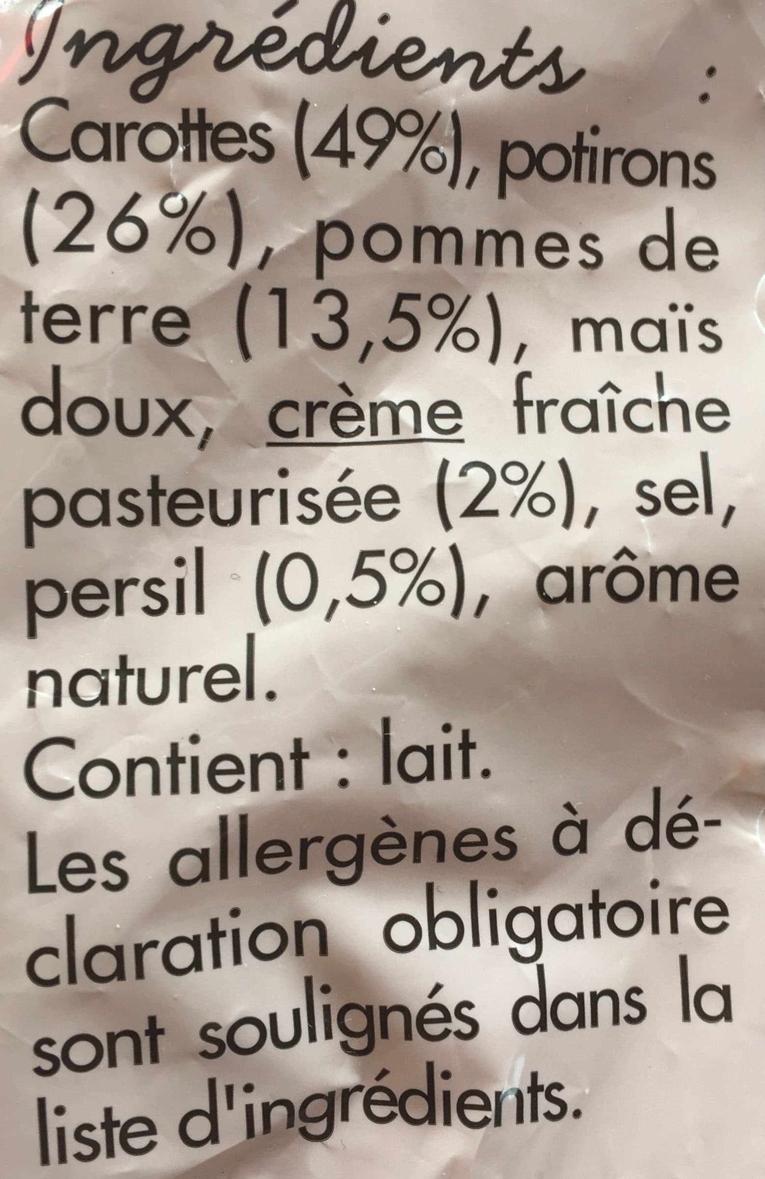 Toupargel Pureée cuisinée carotte et potiron packshot