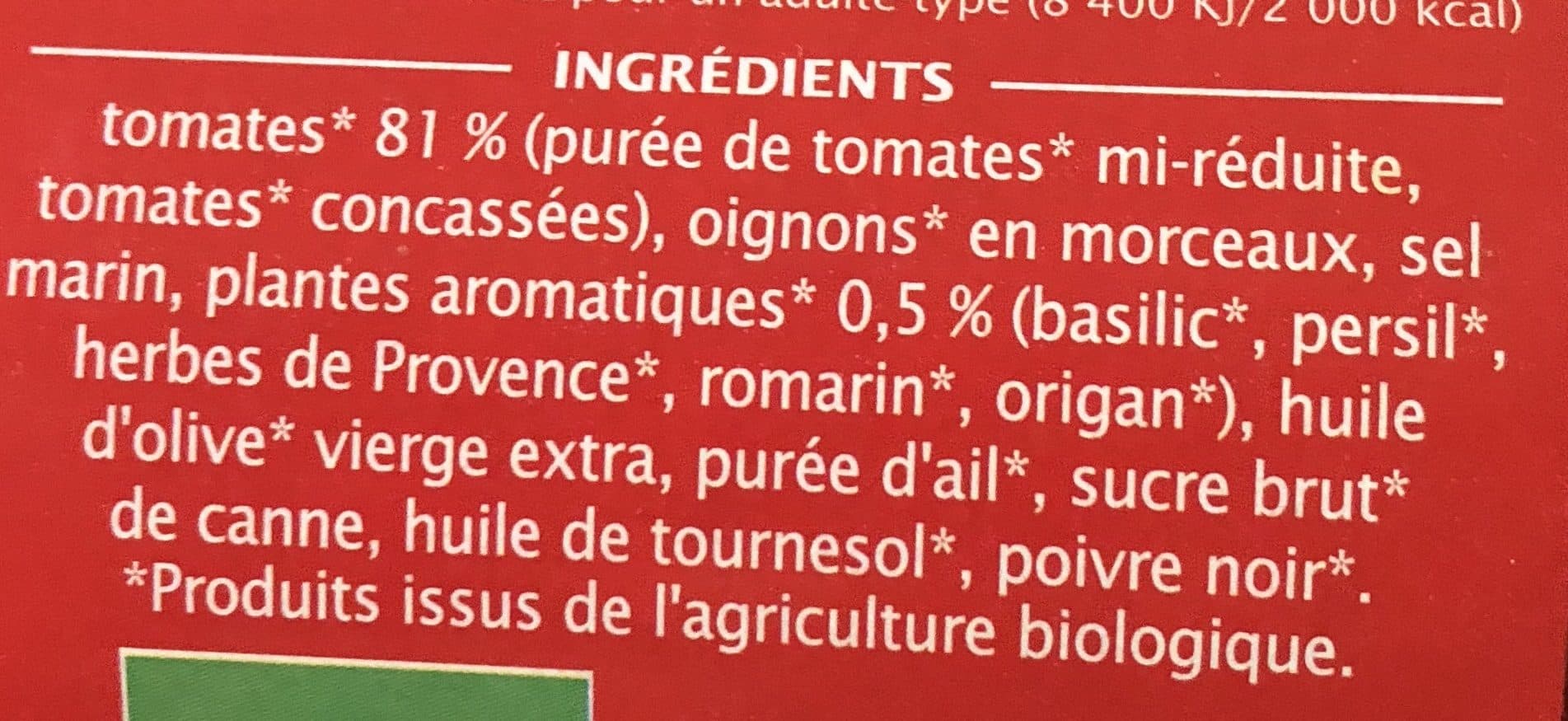 Jardin Bio Sauce tomate Provencale packshot