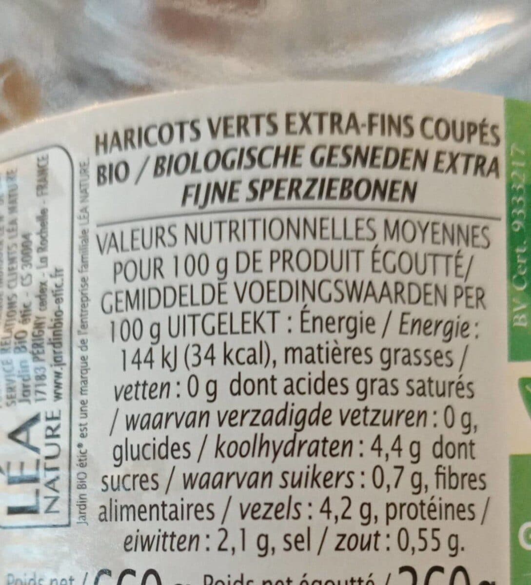 Jardin bio Haricots verts extra-fins coupés packshot