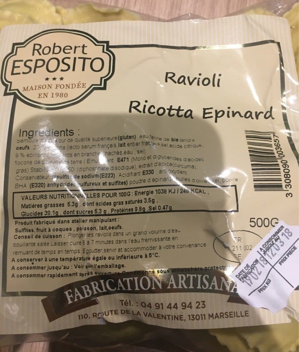 Robert Esposito Ravioli ricotta epinard packshot