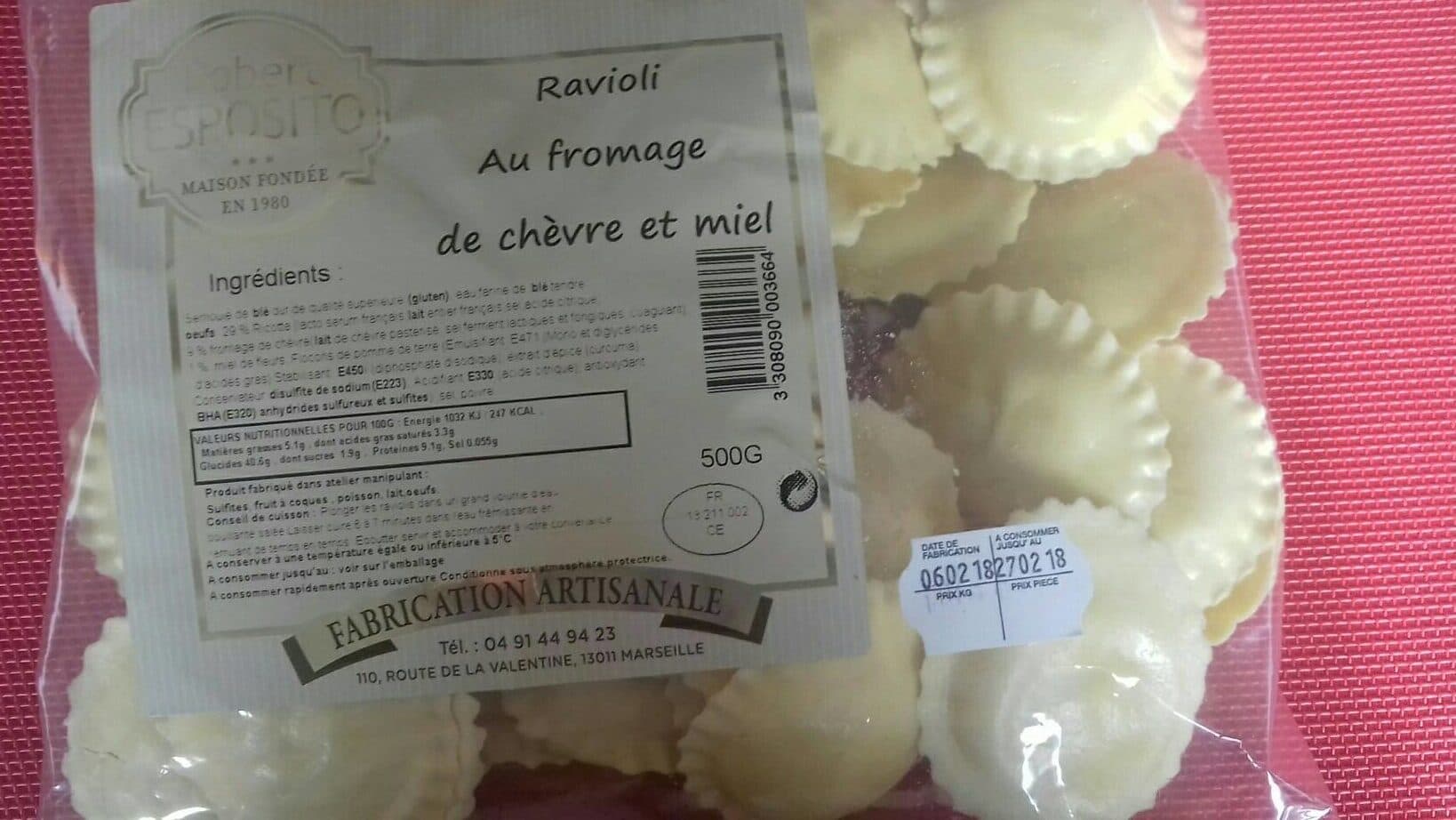 Robert ESPOSITO Ravioli au fromage de chèvre et miel packshot