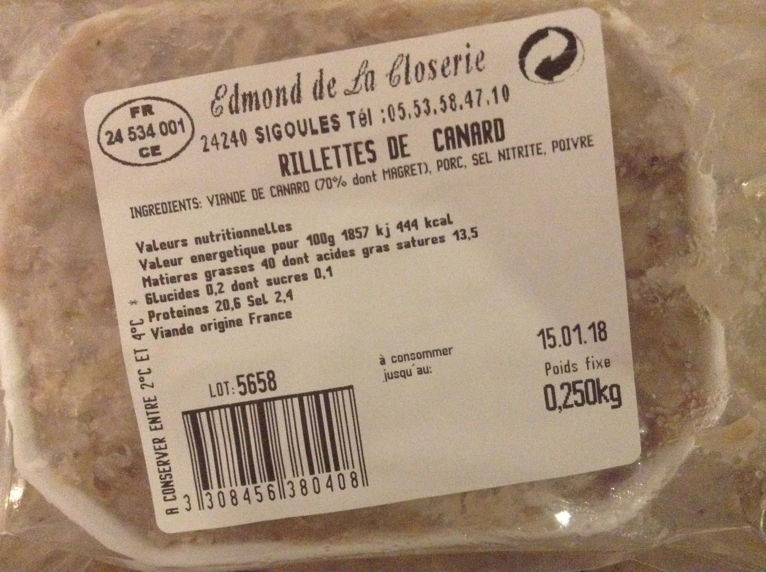 Edmond de la Closerie Rillettes de Canard packshot