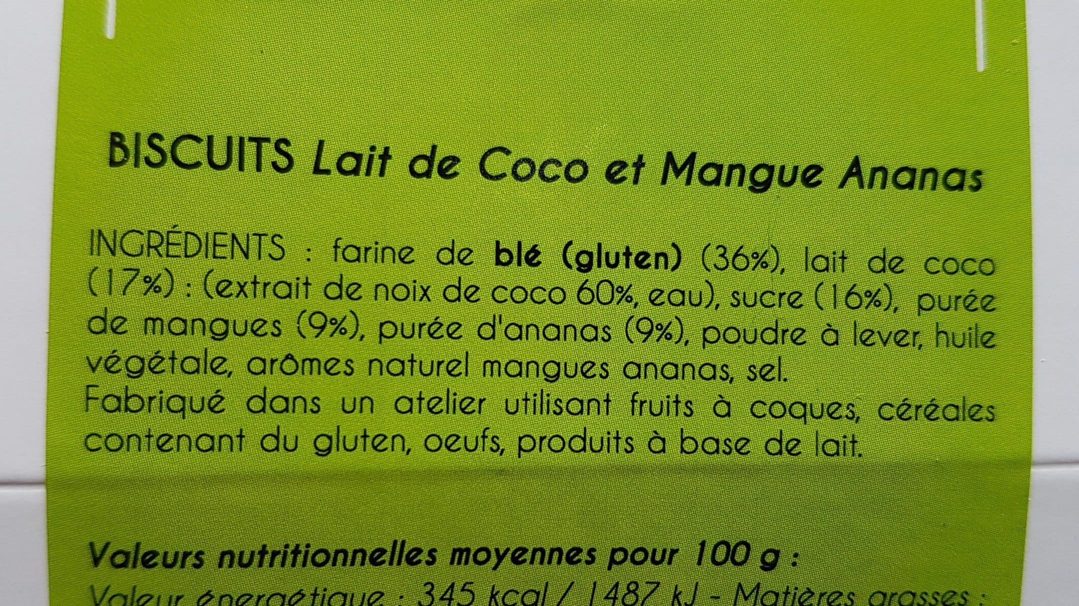 Louvat Biscuit lait de coco et mangue ananas packshot