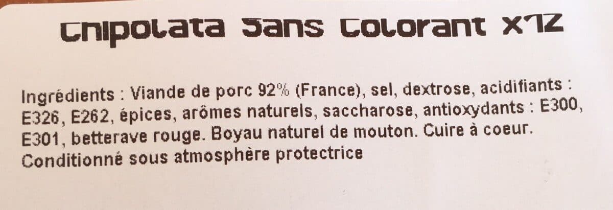Open Food Facts Chipolata sans colorant packshot