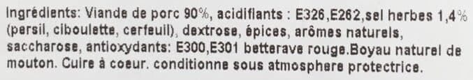 Open Food Facts Chipolata herbe sans colorant x6 packshot